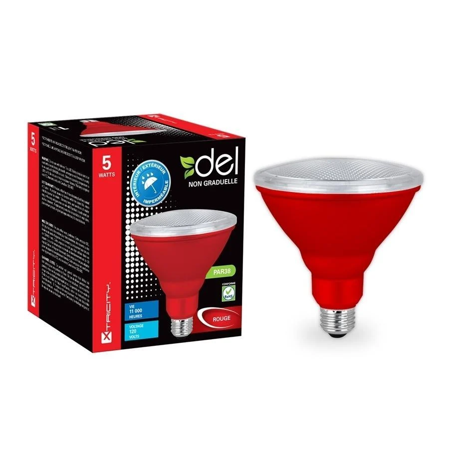 Xtricity Ampoule DEL PAR38/7W/120V/Rouge/Intérieur et Extérieur 1 Un