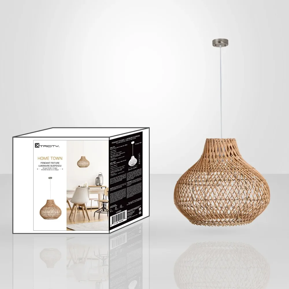 Xtricity - Luminaire Suspendu, Largeur de 13.78", De la Collection Home Town, Beige