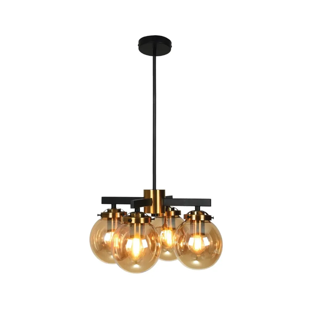 Xtricity - Luminaire Suspendu à 4 Lumières, Largeur de 14.5'', De la Collection Henderson, Noir et Doré
