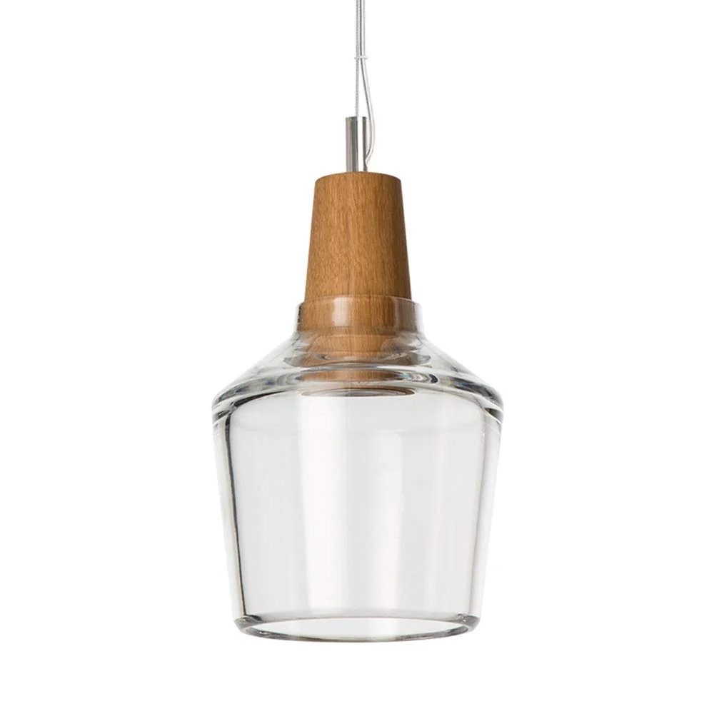 YCLED Suspension moderne lustre en verre clair avec lampe de décoration en bois 1 lampe de suspension la salle à manger ch...