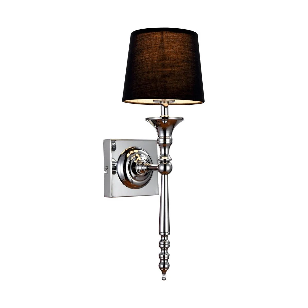 Applique murale Zumaline Cloe 1L, culot E27, métal Black