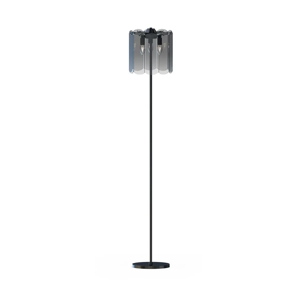 Lampadaire Zumaline Nira 3L, douille E14, métal, hauteur 145 cm Black