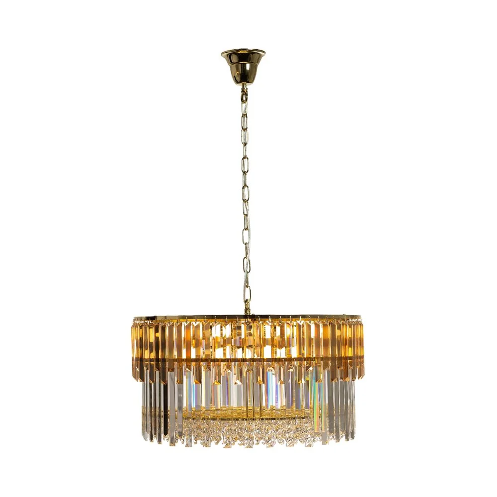Lustre Zumaline Camille 16L, douille E14, métal doré, diamètre 60 cm