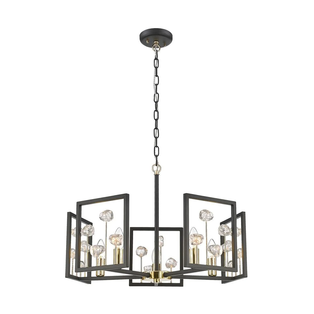 Lustre Zumaline Caroline 5L, douille E14, métal noir, diamètre 61 cm