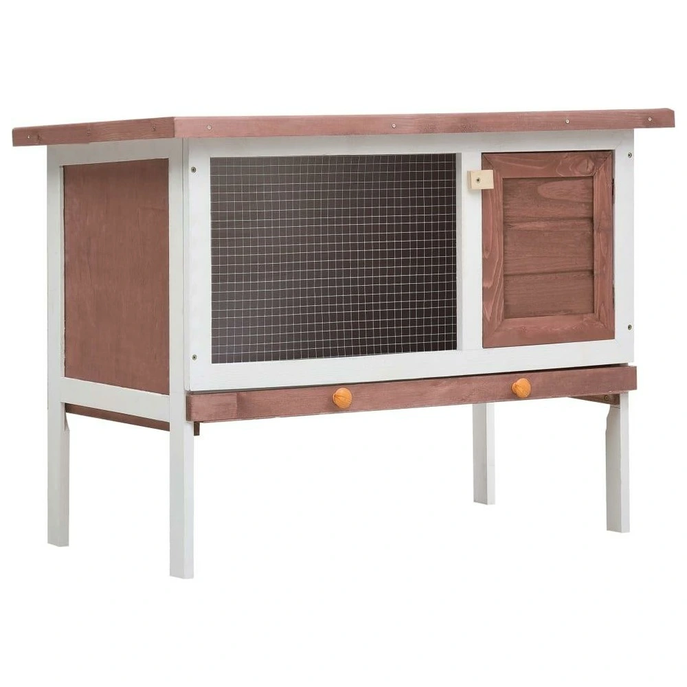 Clapier d'extérieur 1 niveau 90 x 45 x 65 cm marron bois avec garantie 5 ans