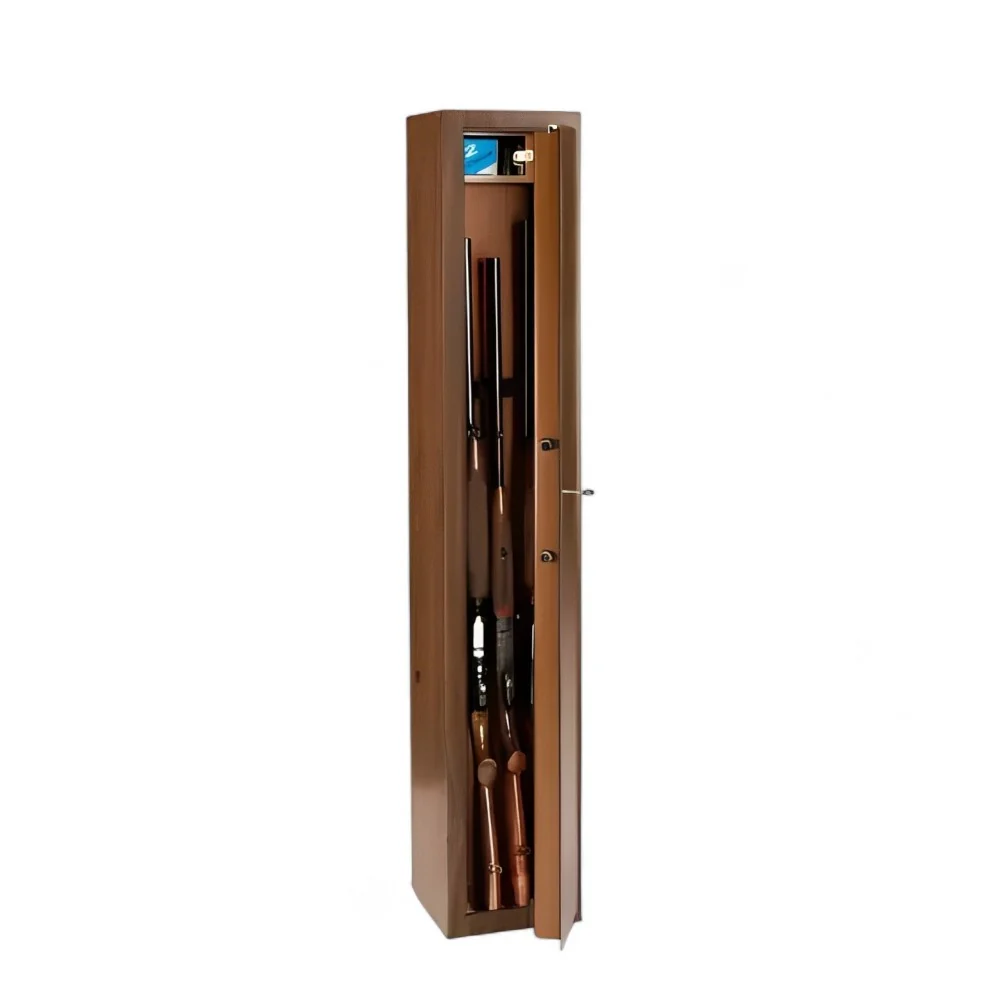 Coffret mural Armadio portafucili sicurezza 5 posti effetto legno con tesoretto chiusura sei mandate e ancoraggio robusto