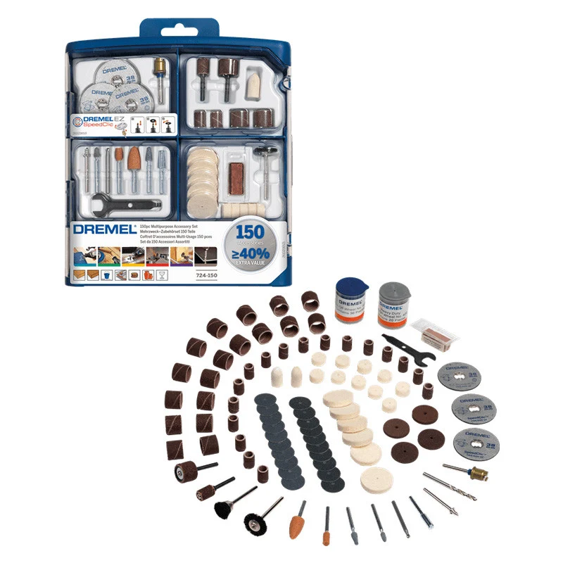 Coffret de 150 accessoires pour outils rotatifs DREMEL 2615S724JA multi-usage pour Adultes