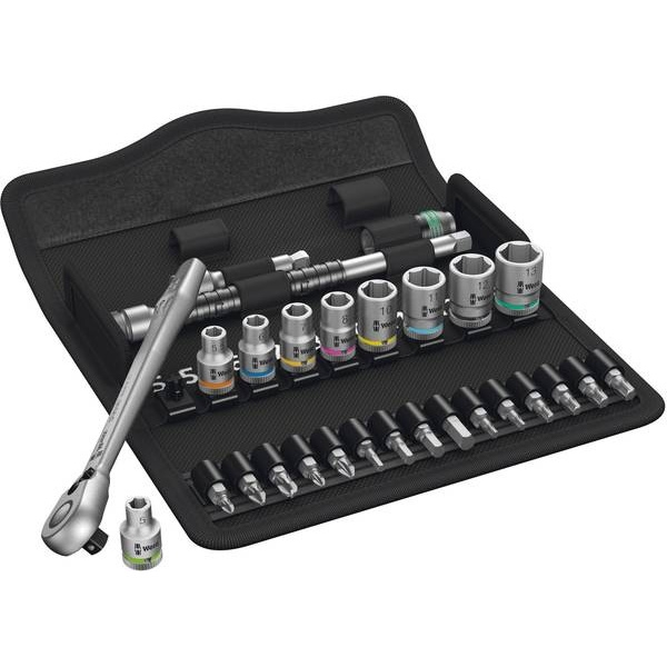 Coffret de 28 douilles et cliquet ZYKLOP 1/4" - WERA WERK avec étui de Transport
