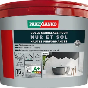 Colle pour carrelage mur et sol intérieur hautes performances blanc Parexlanko 15 kg pour bois, métal, PVC