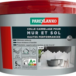 Colle pour carrelage mur et sol intérieur hautes performances blanc Parexlanko 5kg pour intérieur et extérieur