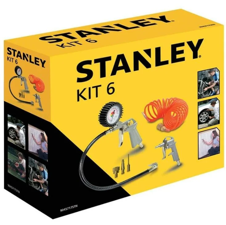 KIT 6 ACCESSOIRES STANLEY POUR COMPRESSEUR D'AIR PNEUMATIQUE GONFLAGE pour Travaux Lourds