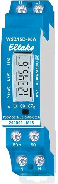 CONTA ENERGIA MONOFASE 65A MAX WSZ15D-65A MID ELTAKO 28065615 compatible avec Alexa