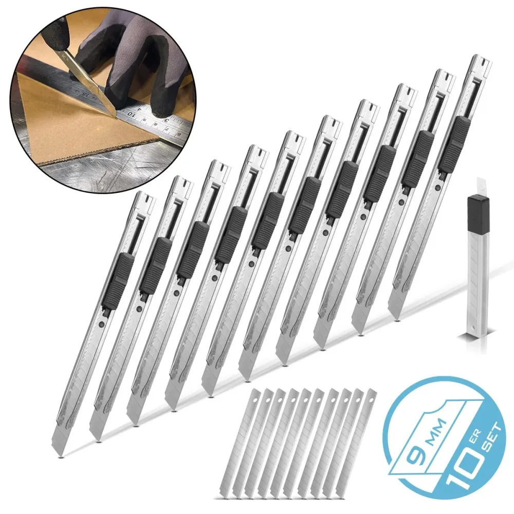 Mécanisme d'acier Couteau de coupe 10 Ensemble avec des lames de coupe de 9 mm en acier en carbone à l'épreuve de rupture...
