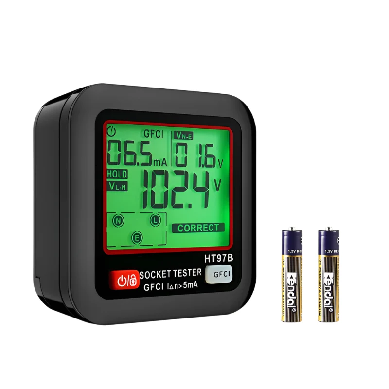 Certifié CE Outlet Tester Electrical GFCI Trip Tester w/ LCD Display Receptacle Detector