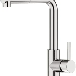 APPASO Robinet de Cuisine avec Douchette Mitigeur Cuisine 360° Rotatif Forme L en Laiton Massif Argent