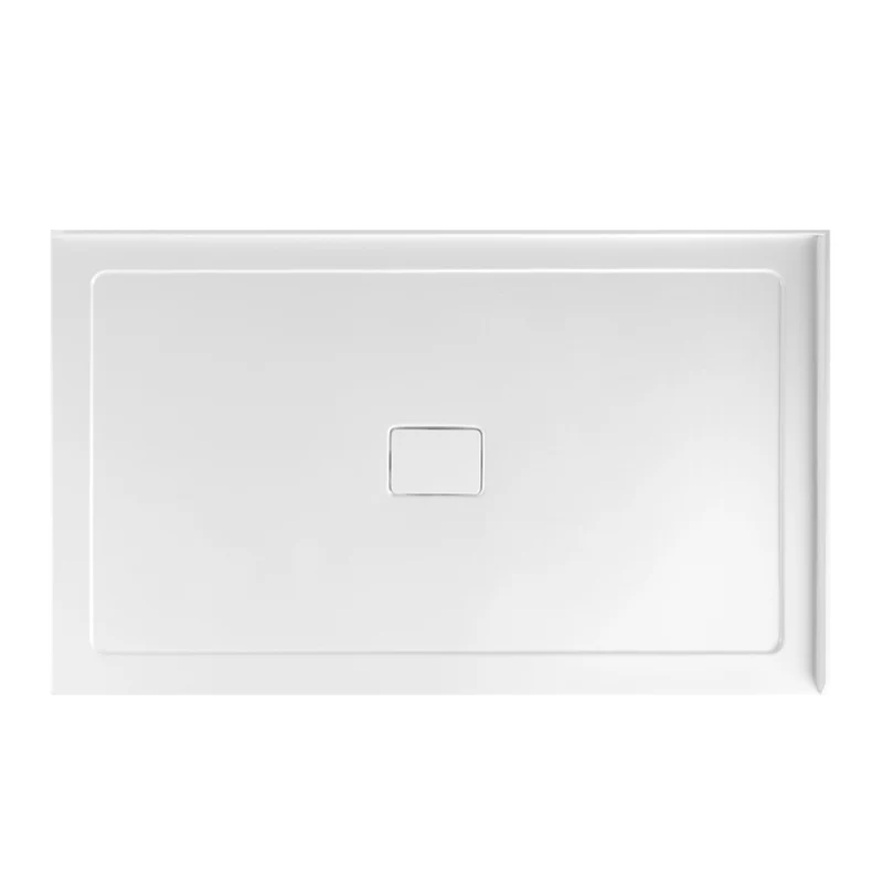 Base de douche rectangulaire à 2 parois, drain central, à droite du mur, 60 x 32 x 3 po