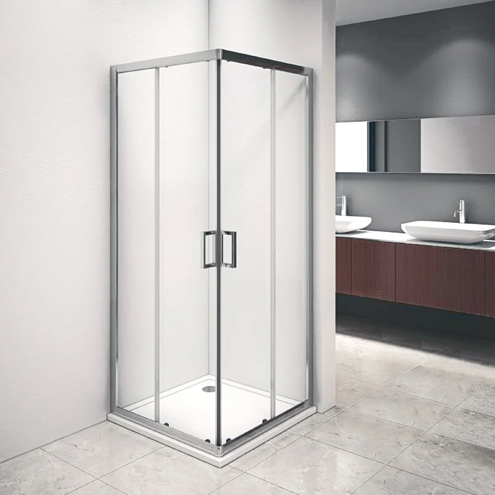Cabine de douche Iconic 90x120 cm avec ouverture coulissante d'angle en verre anticalcaire Autonome Clean
