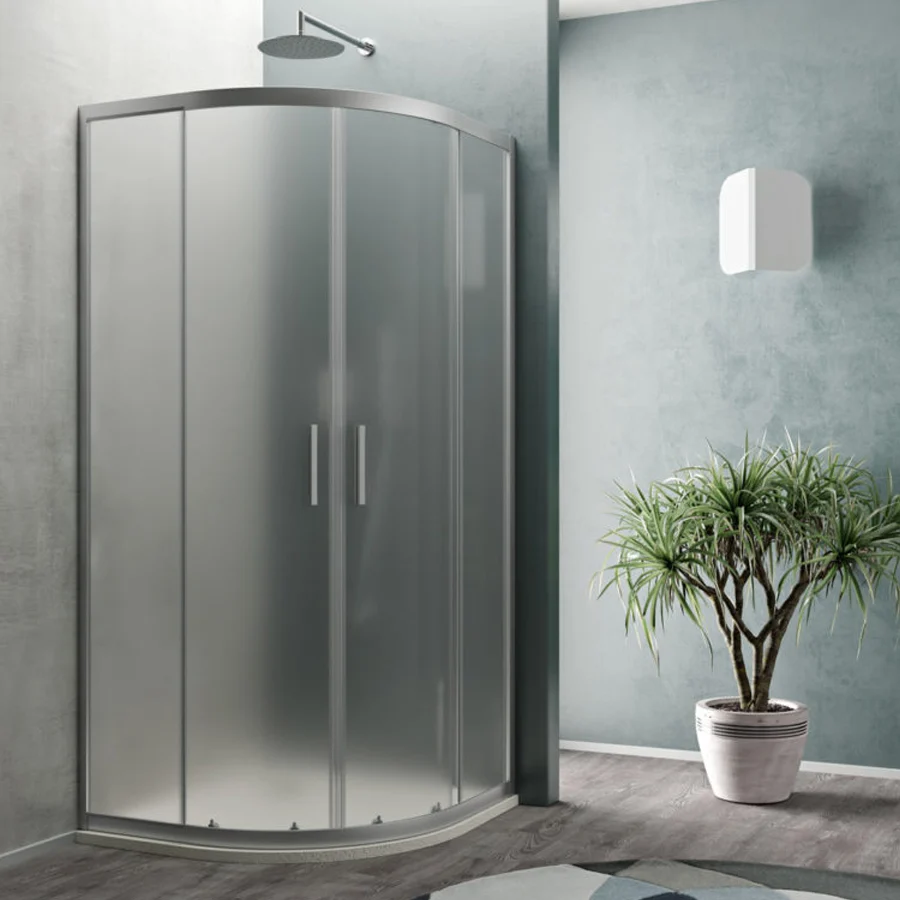 Cabine de douche semi-circulaire 90x90 cm Smart ouverture coulissante en verre trempé cachant de 6 mm
