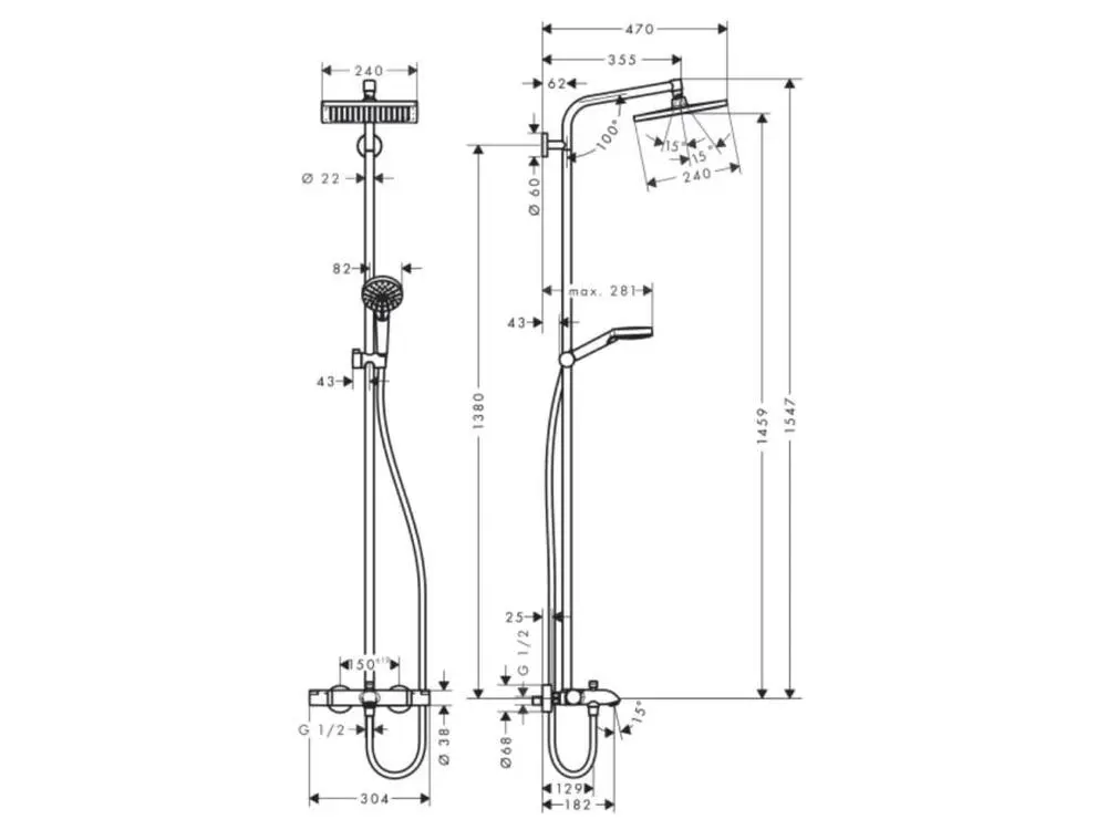 Colonne bain douche thermostatique HANSGROHE Crometta E 240 chromé + nettoyant Briochin