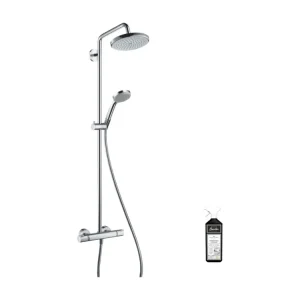 Colonne de douche thermostatique HANSGROHE Croma 220 EcoSmart chromée + nettoyant Briochin