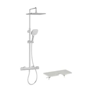 Colonne de douche thermostatique JACOB DELAFON Emma chromé + tablette de douche