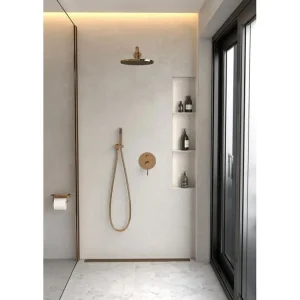 Composition mitigeur de douche encastrée Or rose - Corbeau avec Douchette Économique