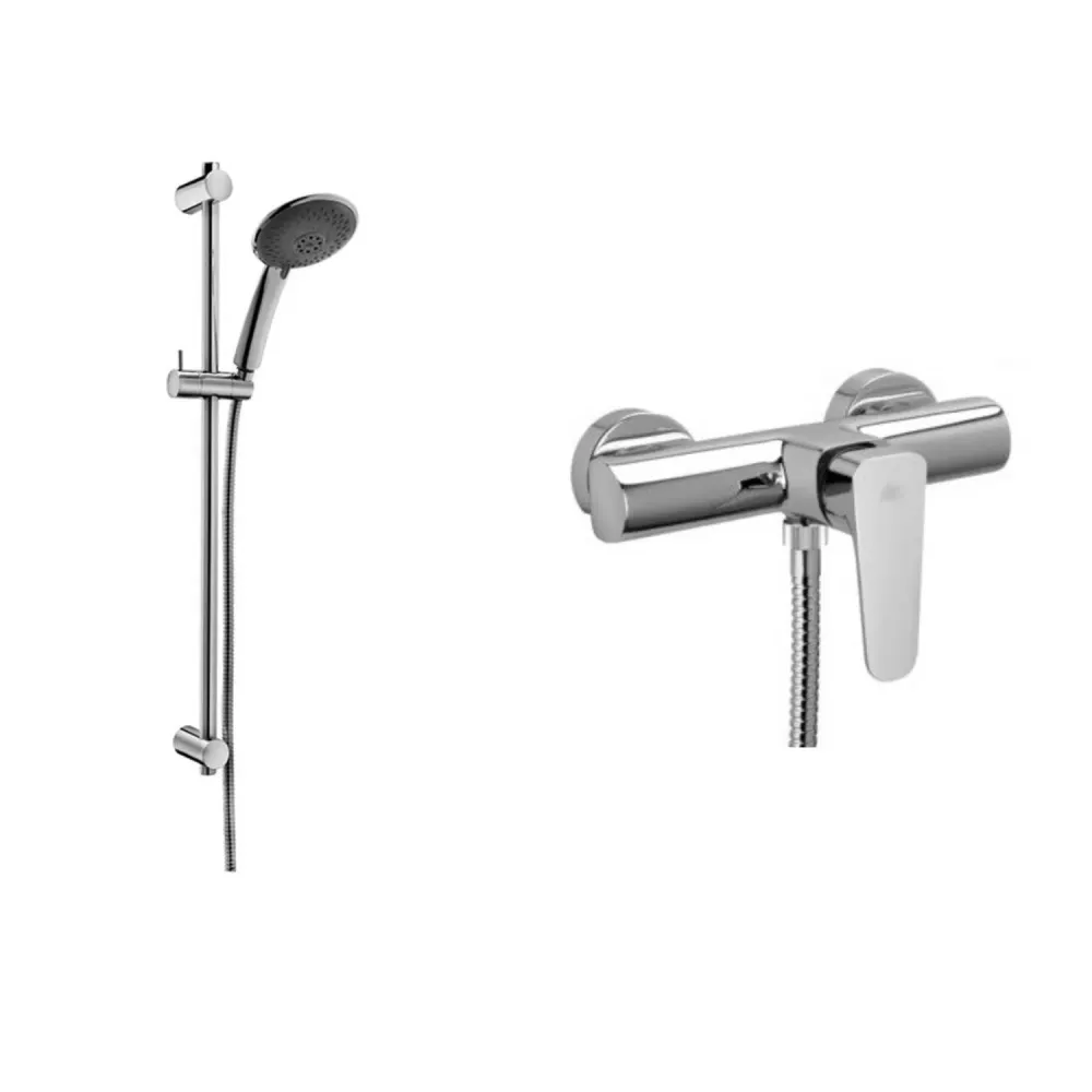 Ensemble coulissant avec barre pour douche Prestige avec mitigeur de douche monocommande Sly Acier chromé Paffoni