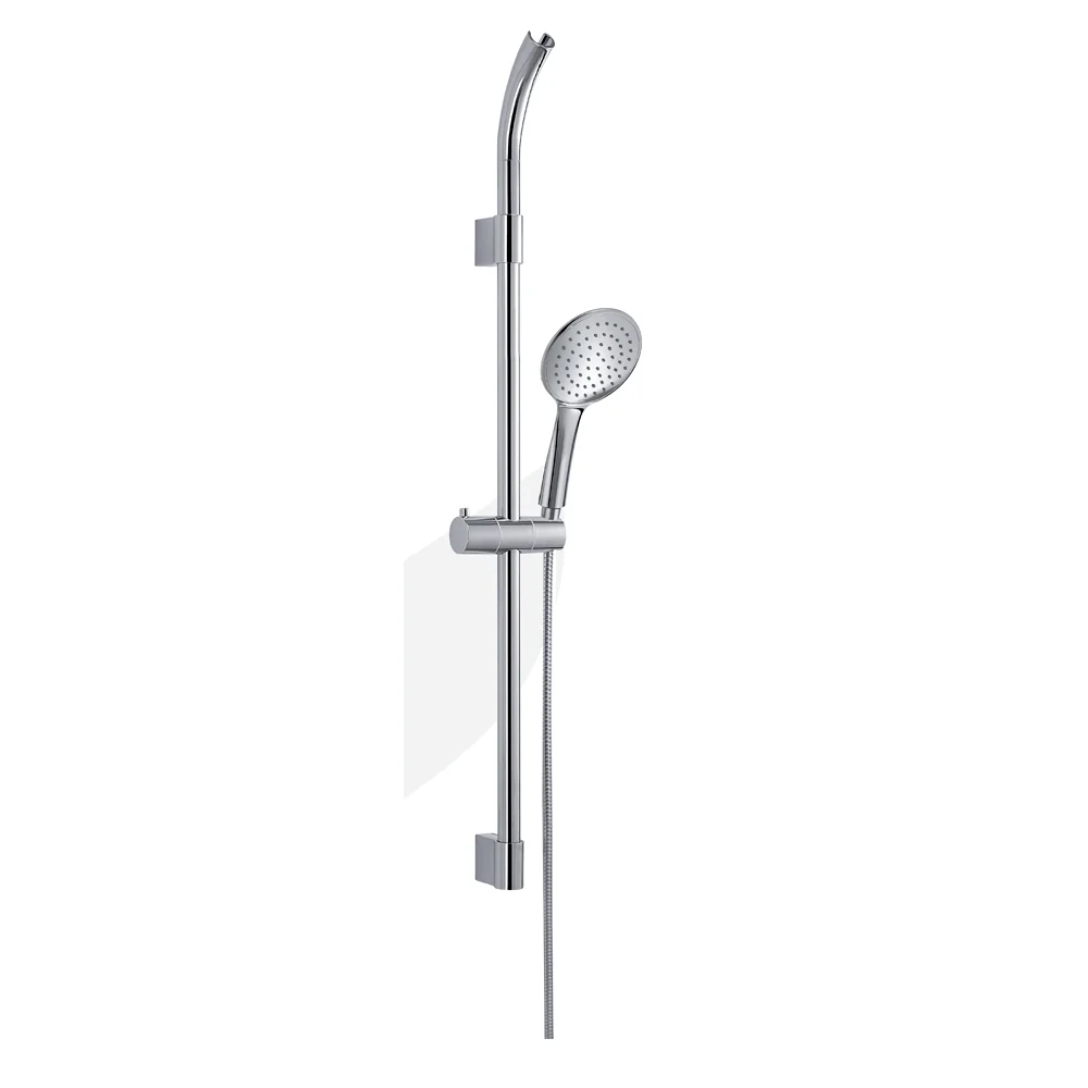 Ensemble de douche complet avec barre coulissante, pomme de douche monogoutte et modulable modèle TECH_00 chrome brillant