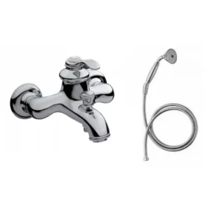 Haute Qualité Professionnelle Jacob Delafon - Ensemble Mitigeur Bain Douche mécanique mural avec douchette et élastique Fa...