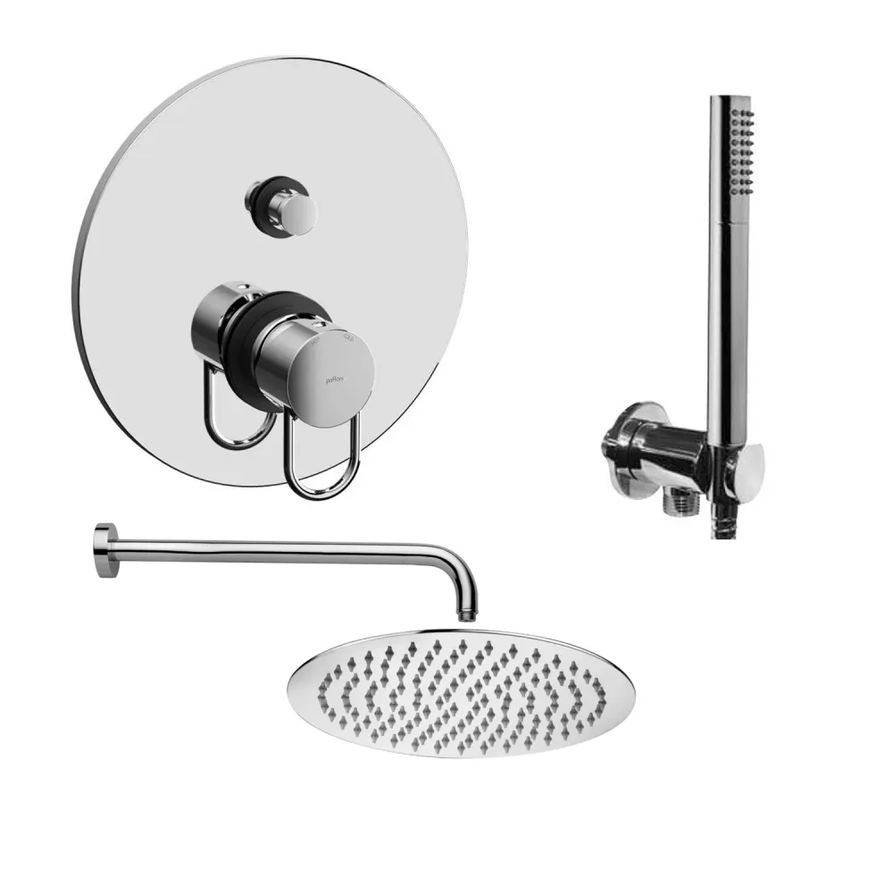Kit de douche Paffoni série Jocker avec pomme de douche, mitigeur et douchette chromés