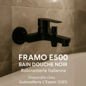 Mitigeur Bain Douche FRAMO E500 Noir Mat - Robinetterie Italienne Supérieur Finition Noir Mat