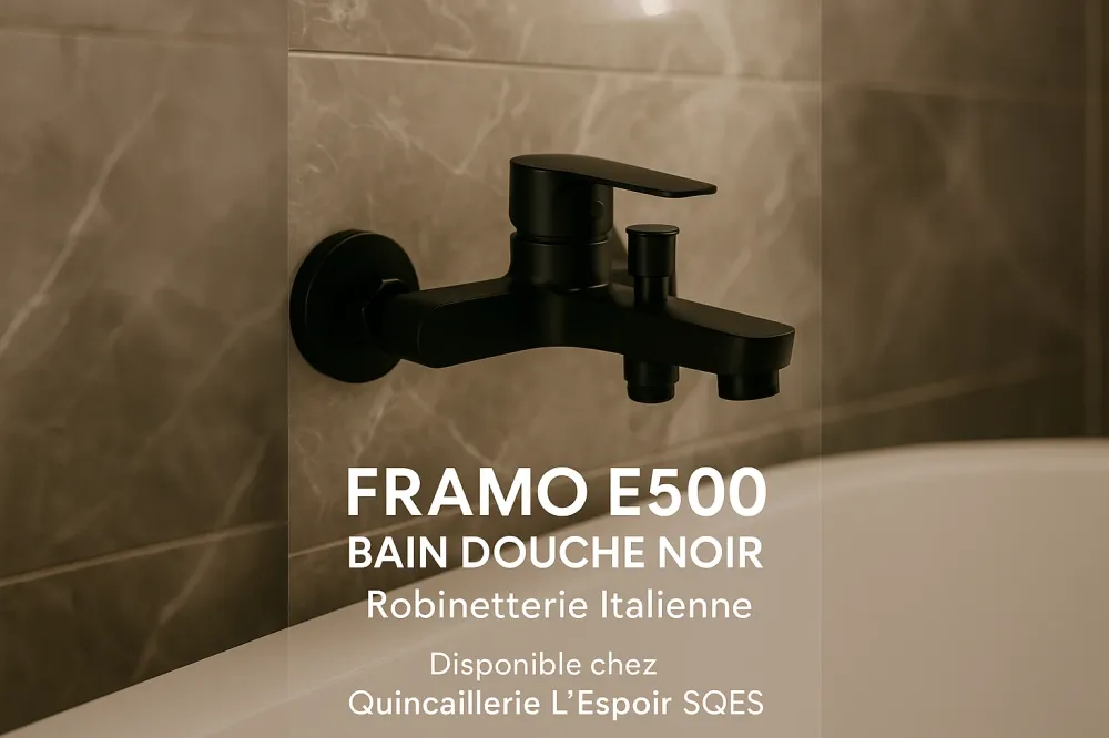 Mitigeur Bain Douche FRAMO E500 Noir Mat - Robinetterie Italienne Supérieur Finition Noir Mat