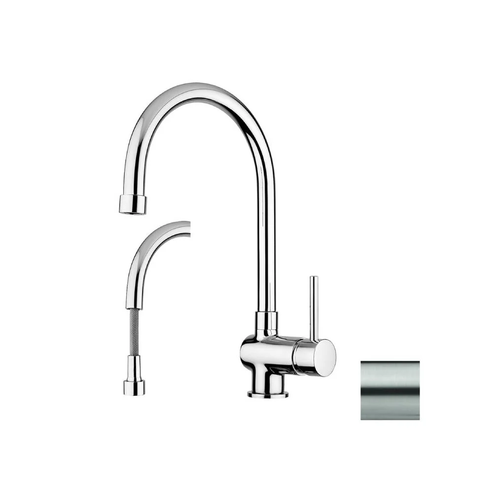 Mitigeur de cuisine avec douchette série Stick modèle SK185ST aspect acier Paffoni en Laiton Chromé