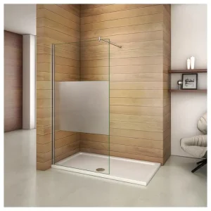 Paroi de douche 110x200cm avec barre de fixation 70-120cm en cylindrique, paroi de douche à l'italienne en 8mm verre...