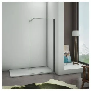 Paroi de douche 140x200cm avec barre de fixation 90cm avec grande pince, profilé en chromé, paroi de douche à l'itali...
