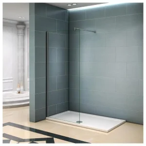 Paroi de douche 40x200cm avec barre de fixation 90cm en carré, profilé en chromé, paroi de douche à l'italienne en 8m...
