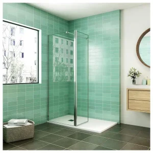 Paroi de douche 70x200cm avec retour pivotant 50x200cm en verre securit, paroi de douche à l'italienne avec barre de...