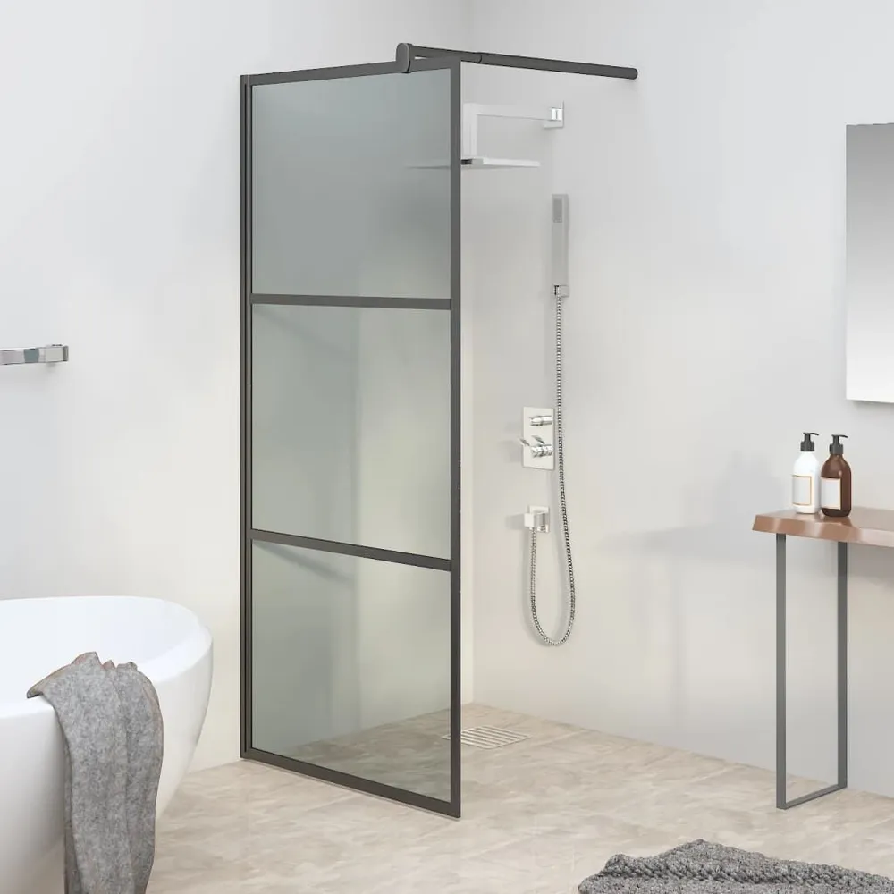 Paroi de douche 80x195 cm Verre ESG ténébreux Noir