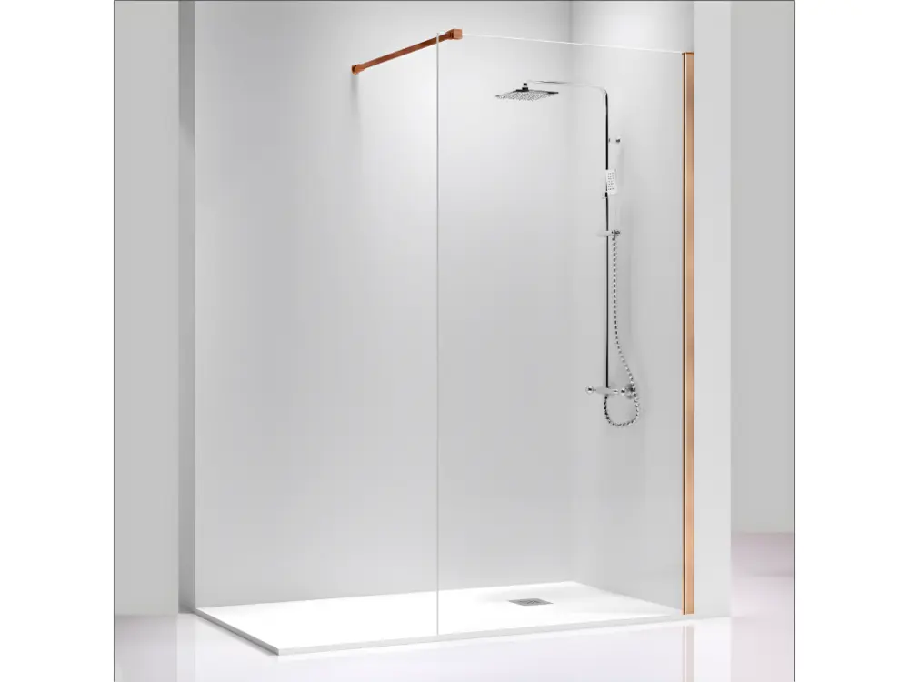 Paroi de douche fixe JEUNE avec profil ROSE DORÉ 120 cm