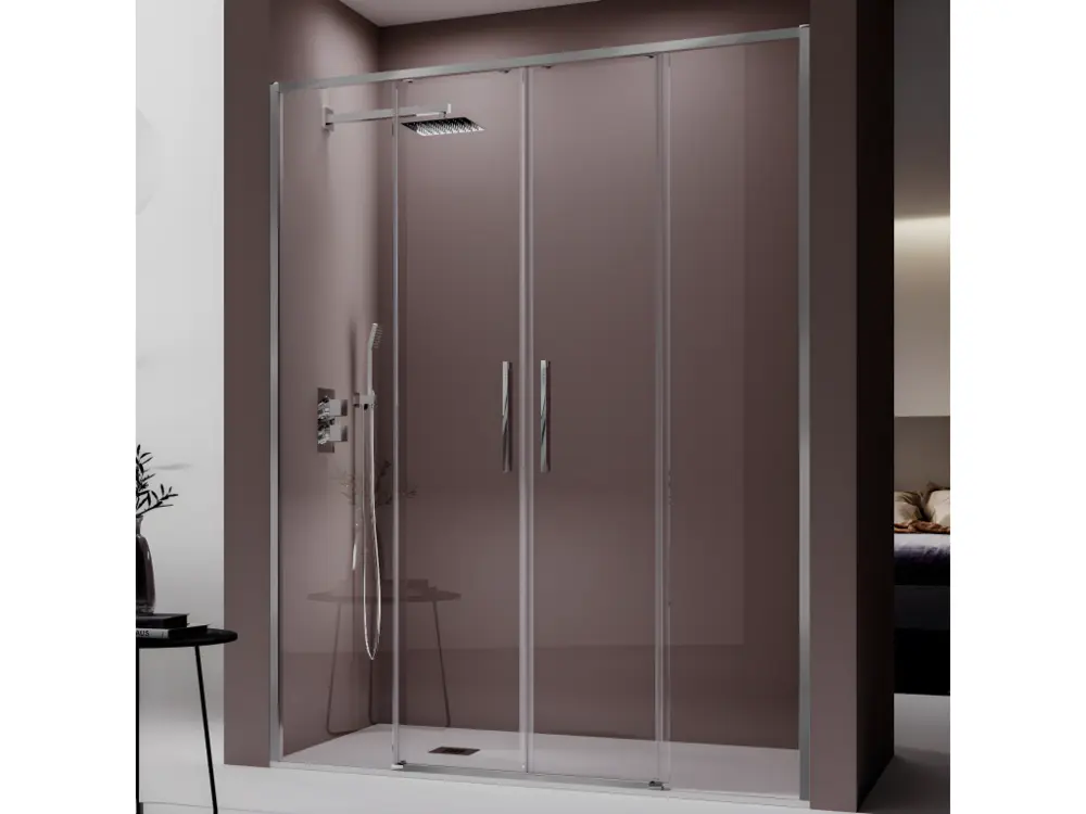 Paroi de douche 2 verres fixes + 2 portes coulissantes DELTA 179-180 cm