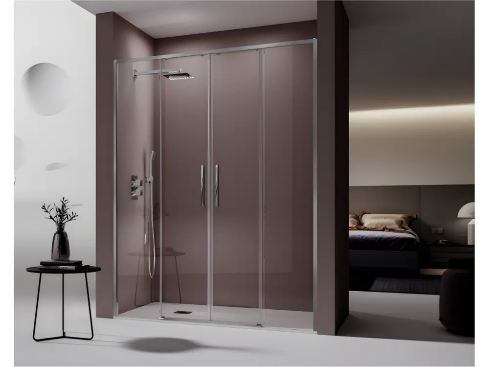 Paroi de douche 2 verres fixes + 2 portes coulissantes DELTA 179-180 cm