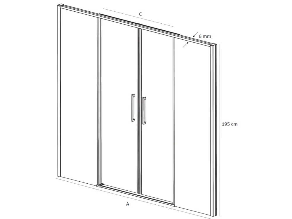 Paroi de douche 2 verres fixes + 2 portes coulissantes DELTA 178-179 cm