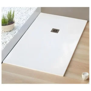 Receveur de douche 90 x 100 cm extra plat LOGIC surface ardoisée rectangulaire blanc