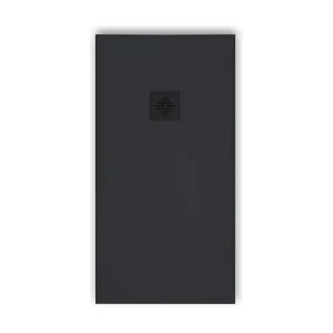 Receveur de douche 90 x 100 cm extra plat NATUREL en résine surface ardoisée anthracite Grille anthracite