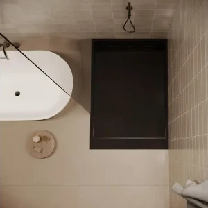 Receveur de douche 80 x 100 cm extra plat SALVI en SoliCast® surface ardoisée noir