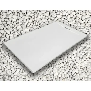 Receveur de douche 115X85 cm Blanc Vulcano Line PLUS en résine et poudre de marbre avec grille latérale en résine de marbre