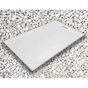 Receveur de douche 130X85 cm Blanc Vulcano Line PLUS en résine et poudre de marbre avec grille latérale en résine de marbre