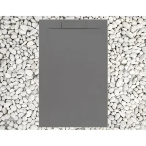 Receveur de Douche 135X100 cm GRIS RAL 7037 Ligne Vulcano PLUS En Résine et Poudre de Marbre Avec Grille Latérale EN RÉSIN...