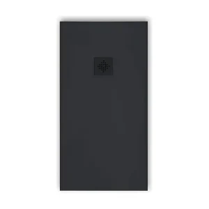Receveur de douche 90 x 150 cm extra plat INTÈGRE en résine surface ardoisée anthracite Grille anthracite
