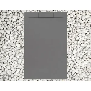 Receveur de Douche 160X95 cm GRIS RAL 7037 Ligne Vulcano PLUS En Résine et Poudre de Marbre Avec Grille Latérale EN RÉSINE...
